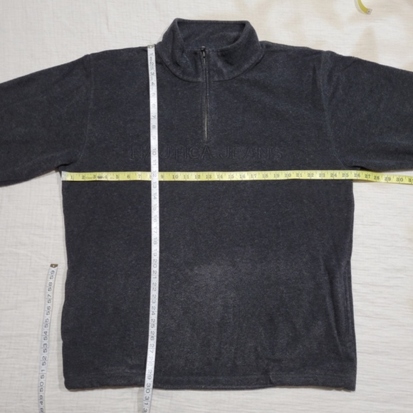 Vintage Nautica Jeans Fleece Half Zip Gray Sweatshirt Sweater Men Large - Picture 10 of 10